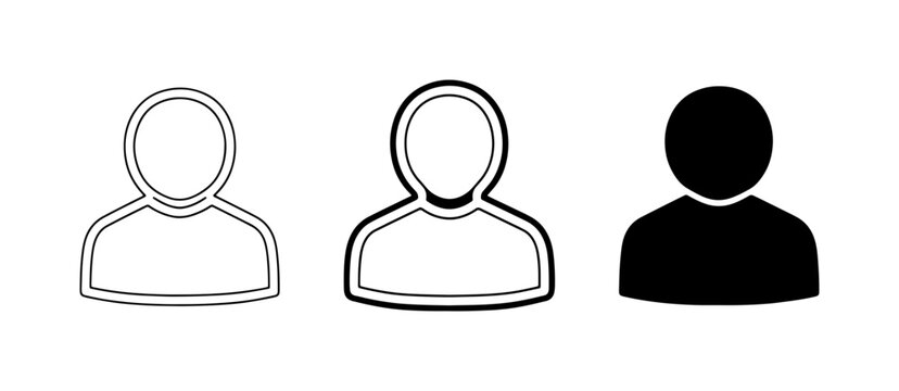 User Profile Icons, Person Silhouette Set, Anonymous Avatar Graphics, Simple Human Figure Symbols