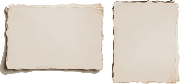 Blank Parchment Scrolls: Two rustic parchment scrolls with torn edges are displayed against a clean background, ready for your creative message or design.