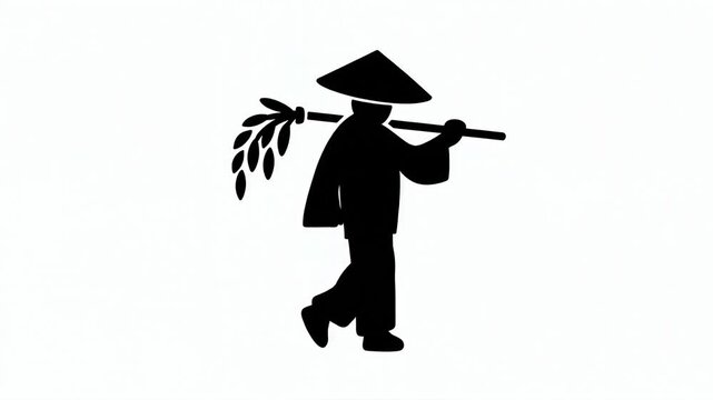 Hard Work of Harvest Farmer Icon
