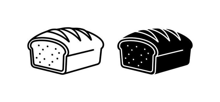 Loaf Bread Icons, Baked Goods Vector Art, Simple Food Graphics for Bakery and Cafe Branding