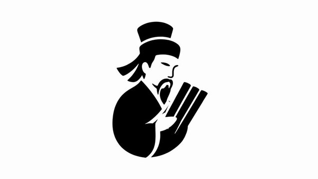 Ancient wisdom philosopher reading scroll icon