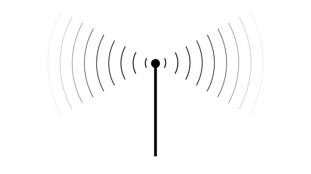 Digital black color Radio station signal tower icon. Internet network net connection icon logo. network tower produced radio wave concept , data transfer from tower concept on white background
