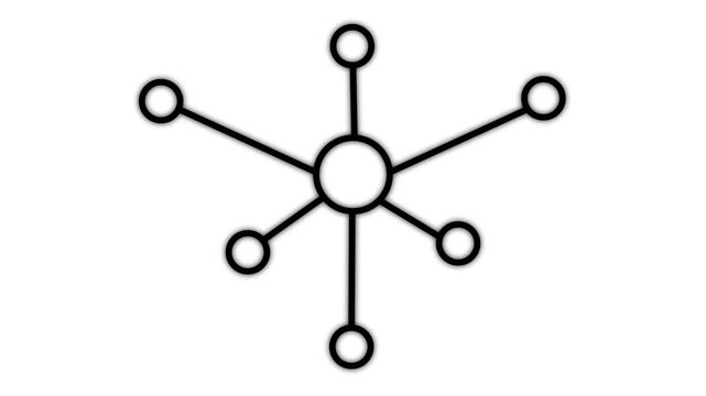Molecule black  animated icon. Chemical structure line animation. movement. Science project. Online study. Isolated illustration on dark background. Transition alpha video. Motion graphic 4k video
