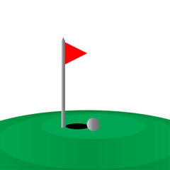 Fototapeta premium Golf course flag ball sport design 