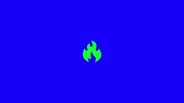 Fire icon animated on a bule  background in outline style. Loop animation4K Video 