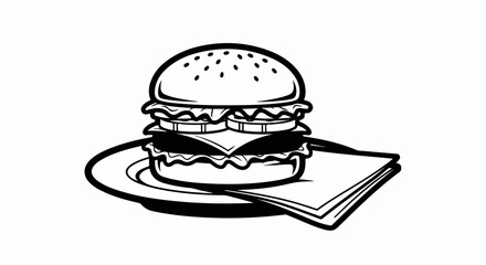 Fototapeta premium Delicious Double Decker Hamburger.