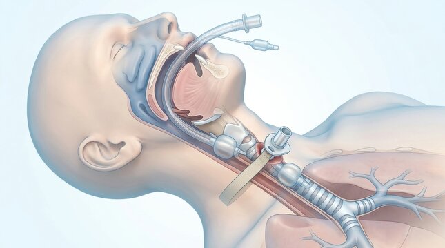Detailed anatomical illustration of the human respiratory system
