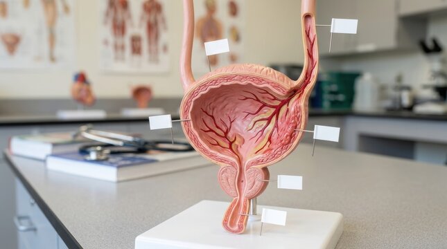 Detailed anatomical model of the human urinary bladder and urethra