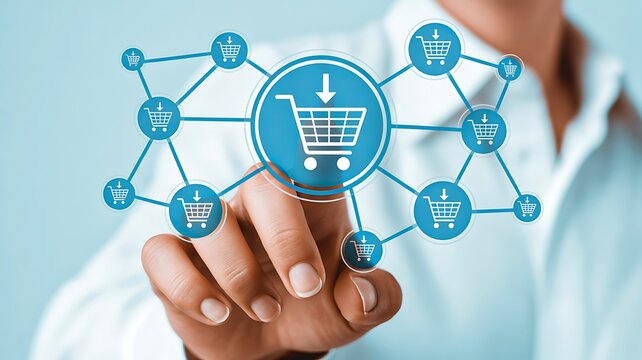 Digital ecommerce network interface with online shopping cart and connected retail system