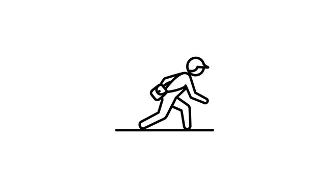 Runner with backpack icon, quick delivery, active lifestyle, motion graphic