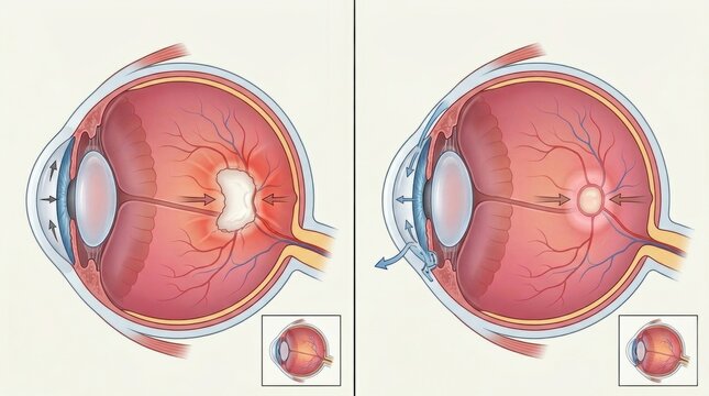 Diagram illustrating the progression of macular degeneration and its impact on vision