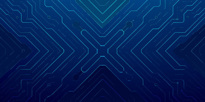 abstract circuit board pattern with intersecting lines blue gradient background
