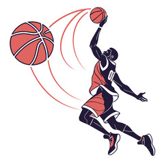 Basketball player dunks ball with motion lines slam dunk basketball energetic © come