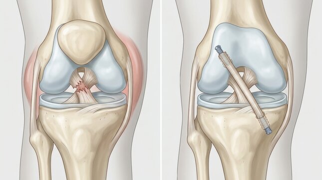 Comparison of torn ACL ligament and ACL reconstruction surgery with graft