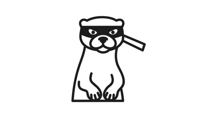 Obraz premium Cartoon Otter Bandit Masked Ninja Warrior Character, Cute Animal Illustration