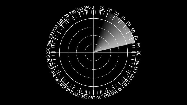 Futuristic radar screen interface with cyan digital grid and scanning beam.4k animation video