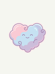 Fototapeta premium Cute Pastel Heart Character – Kawaii Love and Friendship Vector Illustration