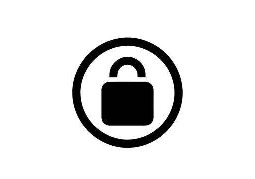 Black padlock icon in circle.