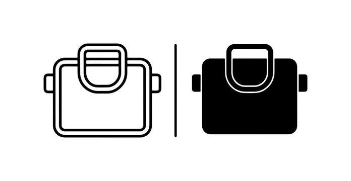 Briefcase Icons: Outline and Solid Fill, Business Travel Luggage, Professional Document Carrier