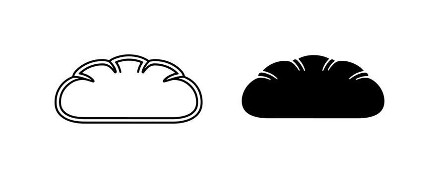 Bread Icon Set: Outline and Silhouette Loaf Vector Graphics