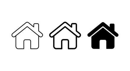 Fototapeta premium House Icons Set: Simple Home Symbols, Outline & Solid Styles