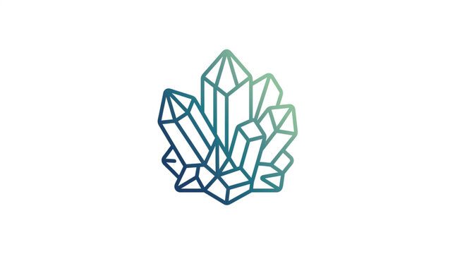 Geometric crystal cluster illustration with gradient colors.