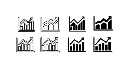 Fototapeta premium Bar Chart Icons, Growth Graphs, Business Analytics, Data Visualization Set