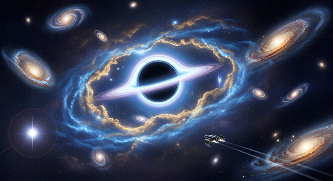 Vast Cosmic Black Hole Accretion Disk and Surrounding Galaxies.