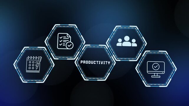 Workforce productivity optimization concept with futuristic dashboard interface. Performance tracking asset for efficient time management and output.