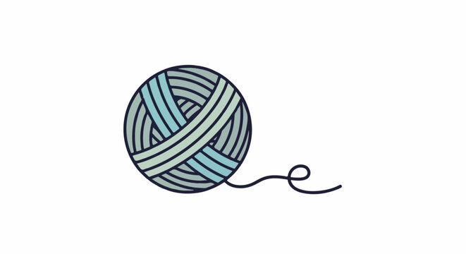 A simple, stylized illustration of a ball of yarn with a loose strand