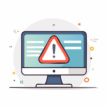 Computer Screen with Warning Sign