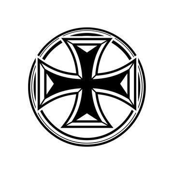 Stylized Knight Templar Cross Emblem Minimalist Vector Graphic Icon