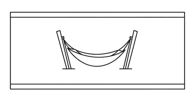 Minimalist Line Art Hammock Illustration: Relaxing Leisure and Outdoor Comfort