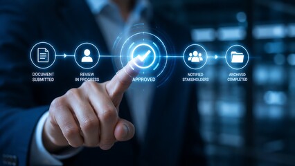 Naklejka premium Business process management and workflow automation with digital document approval and archiving system