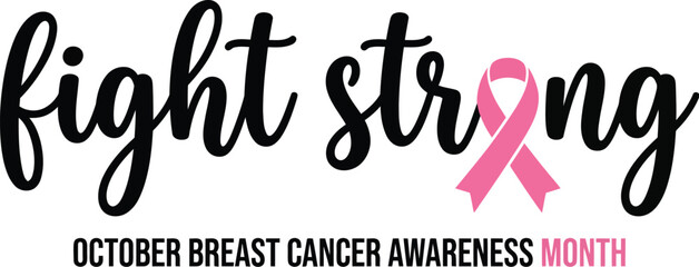 Fight strong breast cancer awareness ribbon typography design for october © ABDUL HALIM SOJIB