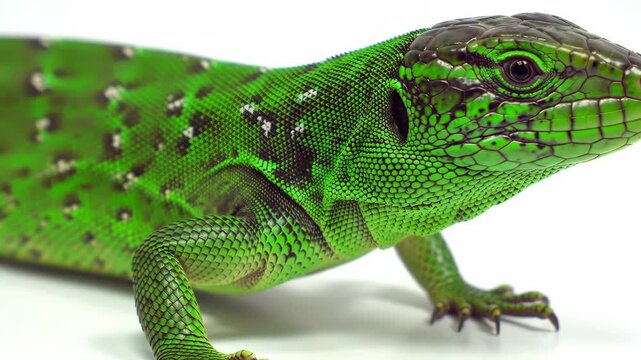 Emerald Green Lizard - Close-Up Portrait of a Vibrant Reptile.