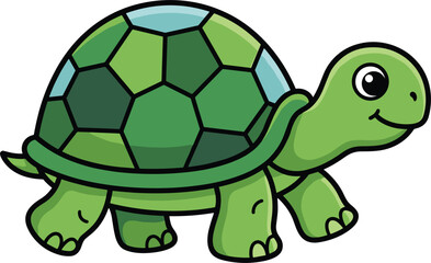 Obraz premium Cute cartoon turtle vector character with smiling reptile mascot isolated on white