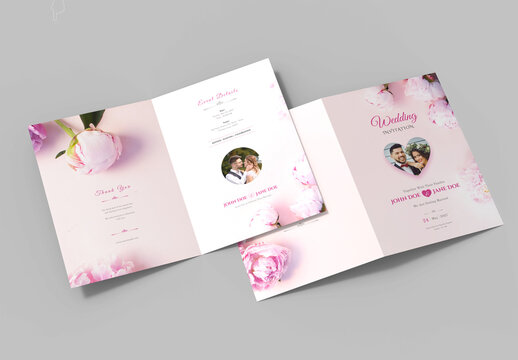 Blush Pink Floral Wedding Invitation Card Template