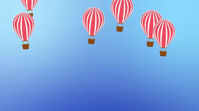 Minimal hot air balloon parachute animation featuring smooth upward flying motion in a colorful flat design style