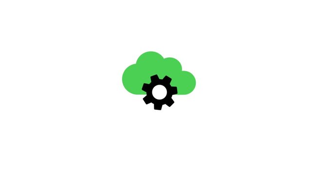 Modern cloud settings icon with gear symbol representing cloud management, server configuration, software settings, and digital systems. Cloud with gear icon.