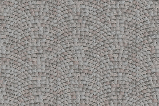 Motivo geometrico caratterizzato da una disposizione senza soluzione di continuit&agrave; di piastrelle in cemento. Il disegno &egrave; costituito da linee curve uniformemente distanziate