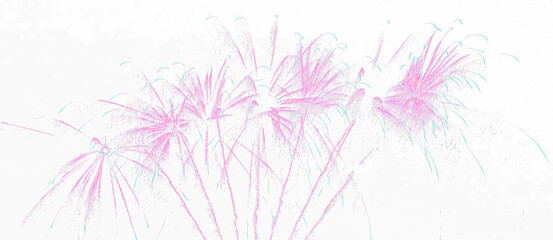 Naklejka na ściany i meble Pink fireworks burst softly against a bright sky during a celebration Isolated on transparent background