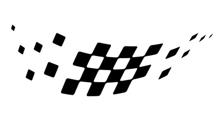 Curved checkered racing symbol, flowing motorsport speed mark for car decals, race branding and gaming graphics. PNG with transparent background © Hasheb Anzar