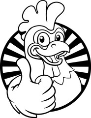 A chicken cartoon rooster cockerel bird mascot giving a thumbs up © Christos Georghiou