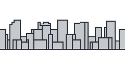 Fototapeta premium Seamless city skyline silhouette vector illustration with grey buildings