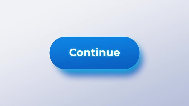 A small classic blue oval Continue button sits against a plain light gray background in a simple interface style