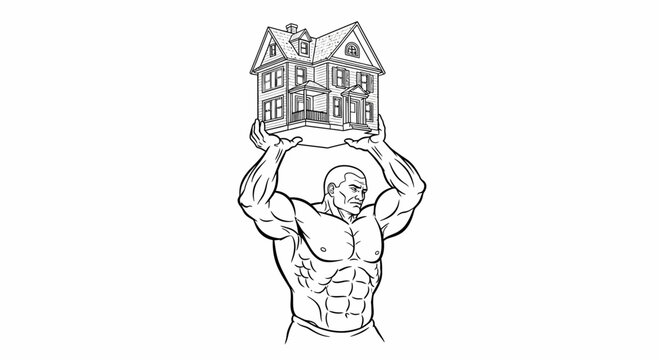 Strong Man Lifting House Overhead