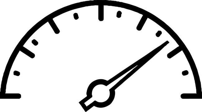 Speedometer gauge icon for measuring velocity and acceleration