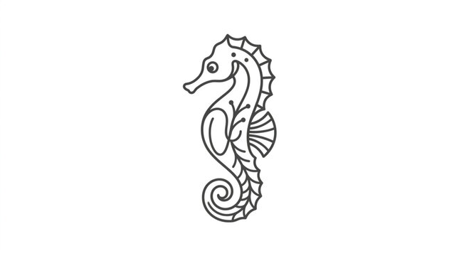 Simple Outline Drawing of a Seahorse.