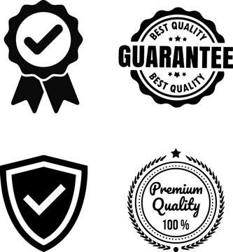 Quality Guarantee and Premium Warranty Badge Icon Set Vector